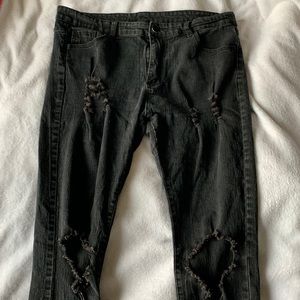 Black Ripped Jeans | Black Zipper Jeans | Alternative Fashion